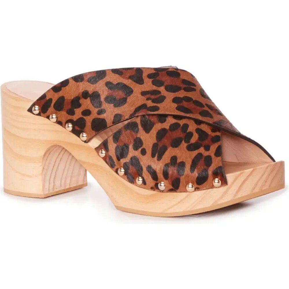 NWT Paige Jules Genuine Calf Hair Mule - Leopard - Size 6